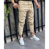 NorthFashion Erkek Paçası Lastikli Boyfriend Jogger Kot Pantolon - 36 - Krem