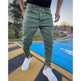 NorthFashion Erkek Paçası Lastikli Likrasız Boyfriend Jogger Kot Pantolon - 36 - 12H-Yeşil