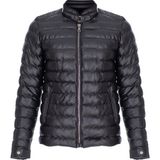 NorthFashion Erkek Siyah Slim Fit Içi Kürklü Iç Cepli Su Geçirmez Şişme Deri Ceket & Mont - 2XL - 031-Siyah