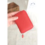Norvi Leather Fermuarlı Unisex Kartlık Cüzdan Kırmızı