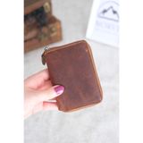 Norvi Leather Fermuarlı Unisex Kartlık Cüzdan Taba