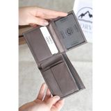 Norvi Leather Hakiki Deri Gizli Fermuarlı Erkek Cüzdan Kartlık Gri