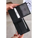 Norvi Leather Hakiki Deri Gizli Fermuarlı Erkek Cüzdan Kartlık Siyah