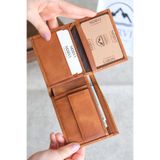 Norvi Leather Hakiki Deri Gizli Fermuarlı Erkek Cüzdan Kartlık Taba