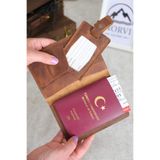 Norvi Leather Hakiki Deri Pasaport Kılıfı ve Valiz Etiketi Fındık Rengi 1118 Fındık Rengi
