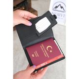 Norvi Leather Hakiki Deri Pasaport Kılıfı ve Valiz Etiketi Siyah 1118 Siyah