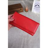 Norvi Leather Kadın Hakiki Deri Bol Kartlıklı Bozuk Para Gözlü Cüzdan 1228 - Kırmızı