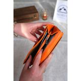 Norvi Leather Kadın Hakiki Deri Bol Kartlıklı Bozuk Para Gözlü Cüzdan 1228 - Turuncu