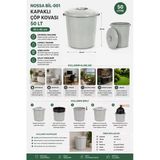 Nossa Bil-001 Kapaklı Gri Çöp Kovası 50 Lt 42X45 Cm