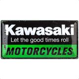 Nostalgic-Art 27025 - Kawasaki - Genuine Parts, Retro Sac Levha, Vintage Levha, Duvar Dekorasyonu, Metal, 25 x 50 cm - 15x20 - Çok Renkli