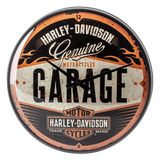 Nostalgic-Art 51083 Retro Duvar Saati Harley-Davidson – Garaj – Motosiklet hayranları için hediye fikri, büyük mutfak saati, dekorasyon için vintage tasarım, çap 31 cm