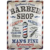 Nostalgic-Art Barber Shop retro sac levha, 30 x 40 cm, erkekler için hediye fikri, metal, vintage tasarım