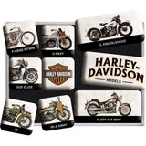Nostalgic-Art Harley-Davidson Retro Buzdolabı Mıknatısları, 9 Adet, Model Tablosu, Bisikletçiler Için Hediye Fikri, Mıknatıslı Tahta Için Mıknatıslı Set, Vintage Tasarım - 1 Adet