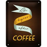 Nostalgic Art Life Begins After Coffee Retro Metal Duvar Panosu