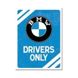 Nostalgic-Art Magnet - BMW, metal, Drivers Only Blue, 6 x 8 x 0.1 cm