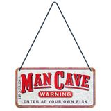 Nostalgic-Art Retro asma tabela, Man Cave Warning – Erkekler için hediye fikri, metal, dekorasyon için vintage tasarım, 10 x 20 cm