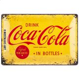 Nostalgic-Art Retro Blechschild, Coca-Cola – Logo Yellow – Geschenk-Idee für Coke-Fans, aus Metall, Vintage-Design zur Dekoration, 20 x 30 cm