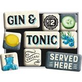 Nostalgic-Art Retro Buzdolabı Mıknatısları, 9 Adet, Cin & Tonic Served Here – Hediye Fikri, Bar Aksesuarı Olarak, Mıknatıslı Tahta Için Mıknatıs Seti, Vintage Tasarım - 1 Adet