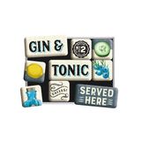 Nostalgic-Art Retro buzdolabı mıknatısları, 9 adet, Cin & Tonic Served Here – hediye fikri, bar aksesuarı olarak, mıknatıslı tahta için mıknatıs seti, vintage tasarım