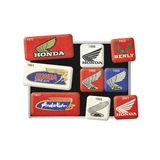 Nostalgic-Art Retro buzdolabı mıknatısları, 9 adet, Honda MC – Logo Evolution – Honda aksesuar hayranları için hediye fikri, mıknatıslı tahta için mıknatıslı set, vintage tasarım