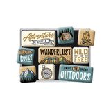 Nostalgic-Art Retro buzdolabı mıknatısları, 9 adet, Outdoor Adventure – Kamp hayranları için hediye fikri, mıknatıslı tahta için mıknatıslı set, vintage tasarım