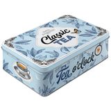 Nostalgic-Art Retro düz saklama kabı, 2,5 l, klasik çay, çay hayranları için hediye fikri, kapaklı teneke kutu, vintage tasarım