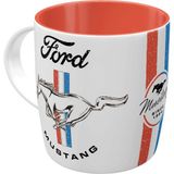 Nostalgic-Art Retro Kahve Kupası, 330 Ml, Ford Mustang – Horse & Stripes Logosu – Ford Aksesuar Hayranları Için Hediye Fikri, Orijinal Lisanslı Ürün (Olp), Seramik Fincan, Vintage Tasarım - Renkli