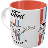 Nostalgic-Art Retro kahve kupası, 330 ml, Ford Mustang – Horse & Stripes logosu – Ford aksesuar hayranları için hediye fikri, orijinal lisanslı ürün (OLP), seramik fincan, vintage tasarım