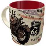 Nostalgic-Art Retro kahve kupası, 330 ml, Route 66 Bike Map – ABD hayranları için hediye fikri, seramik fincan, vintage tasarım