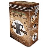 Nostalgic-Art Retro kahve kutusu, 1,3 l, Coffee House – Kahve hayranları için hediye fikri, aroma kapaklı sac kutu, vintage tasarım