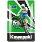 Nostalgic-Art Retro Metal İşaret, 20 x 30 cm, Kawasaki - KX Motocross - Bisikletçiler için Hediye Fikri, Official License Product (OLP) Metal, Vintage Tasarım