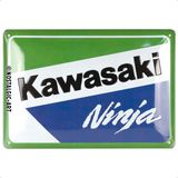 Nostalgic-Art Retro Metal İşaret, 20 x 30 cm, Kawasaki – Ninja – Bisikletçiler için Hediye Fikri, Official License Product (OLP) Metal Vintage Tasarım