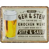 Nostalgic-Art Retro Metal Levha, 15 x 20 cm, Wo ich geh und stah - Bira - Bira Hayranları için Hediye Fikri, Metal, Vintage Tasarım Yazılı