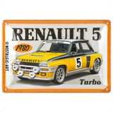 Nostalgic-Art Retro plaka, 20 x 30 cm, Renault R5 Turbo 1980 – Renault hayranları için hediye fikri, Official License Product (OLP) metal, vintage tasarım