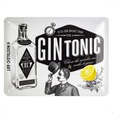 Nostalgic-Art Retro Sac Levha, 15 x 20 Cm, Cin Tonic – Hediye Fikri, Bar Aksesuarı Olarak, Metal, Vintage Tasarım - Çok Renkli - 15x20