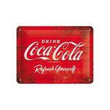 Nostalgic-Art Retro sac levha, 15 x 20 cm, Coca-Cola – Logo Red Refresh Yourself – Kok hayranları için hediye fikri, metal, vintage tasarım