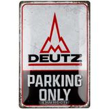 Nostalgic-Art Retro sac levha, 20 x 30 cm, Deutz – Sadece Parking – Traktör hayranları için hediye fikri, metal, vintage tasarım