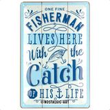 Nostalgic-Art Retro Sac Levha, 20 x 30 Cm, Fisherman Catch – Balıkçılar Için Hediye Fikri, Metal, Vintage Tasarım, Sözlü Sac Levha - Çok Renkli - 15x20