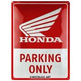 Nostalgic-Art Retro sac levha, 30 x 40 cm, Honda MC – Parking Only – Honda aksesuar hayranları için hediye fikri, orijinal lisanslı ürün (OLP), metal, vintage tasarım, sac levhalar özdeyişler