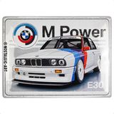 Nostalgic-Art Retro sac levha, 30 x 40 cm, orijinal lisanslı ürün (OLP), BMW Motorsport – M Power E30 – BMW aksesuar hayranları için hediye fikri, metal, vintage tasarım