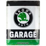 Nostalgic-Art Retro sac levha, 30 x 40 cm, Skoda – Garage Green – Skoda aksesuar hayranları için hediye fikri, orijinal lisanslı ürün (OLP), metal, vintage tasarım, sac levhalar özdeyişler