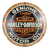 Nostalgic-Art Retro sac levha, Ø 35 cm, Harley-Davidson – Genuine Motor Oil – Bisikletçiler için hediye fikri, orijinal lisanslı ürün (OLP), metal, vintage tasarım
