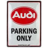 Nostalgic-Art Retro sac levha, Audi – Parking Only – Araba aksesuarı hayranları için hediye fikri, metal, vintage tasarım, dekorasyon için, 30 x 40 cm