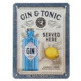 Nostalgic-Art Retro sac levha, Cin & Tonic Served Here – Bira hayranları için hediye fikri, metal, dekorasyon için vintage tasarım, 15 x 20 cm
