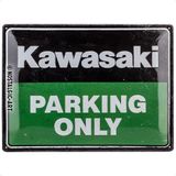 Nostalgic-Art Retro sac levha Kawasaki-Parking Only Green – Motosiklet hayranları için hediye fikri, metal, vintage tasarım, 30 x 40 cm