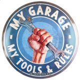 Nostalgic-Art Retro teneke levha, Ø 13,7 inç, My Garage – My Tools & Rules – Mekanik için hediye fikri, metalden yapılmış, vintage tasarım