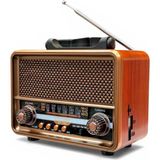 Nostalji Ahşap Görünüm Eskitme Radyo,güneş Panelli Nostaljik Radyo - Koyu Kahve