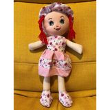 Nostalji Kutusu Kırmızı Saçlı Kız Oyuncak Pembe Elbiseli Bez Bebek Uyku Arkadaşı 50 cm Hediyelik Doğum Günü Hediyesi