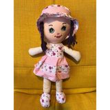 Nostalji Kutusu Mor Saçlı Pembe Elbiseli Kız Oyuncak Bez Bebek Uyku Arkadaşı 50 cm Hediyelik Doğum Günü Hediyesi
