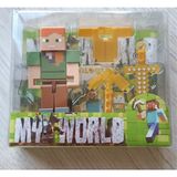 Nostalji Kutusu Oyuncak Karakter Figür Steve Alex Creeper Mob Tarzı Aksesuarlı - Sarı